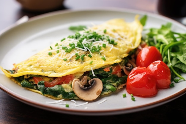 Veggie omelette with grated cheese on top