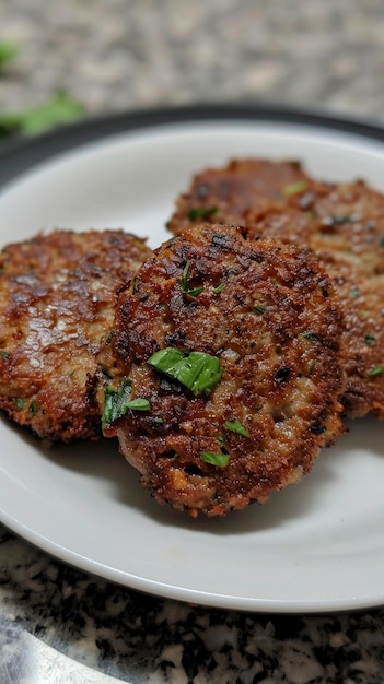 皿の上にある野菜パティ