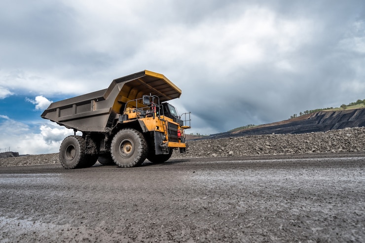 Photo vehicle on a coal mine view