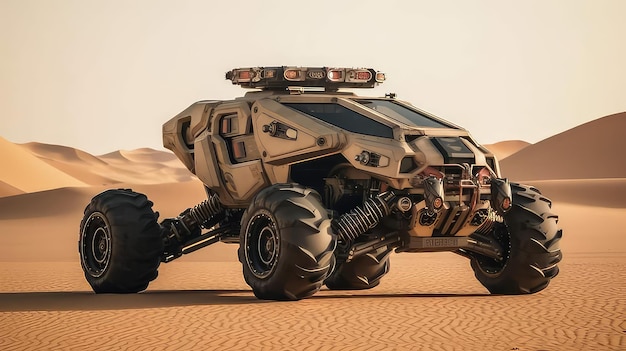 A vehicle in the desert with the word mars on the front.