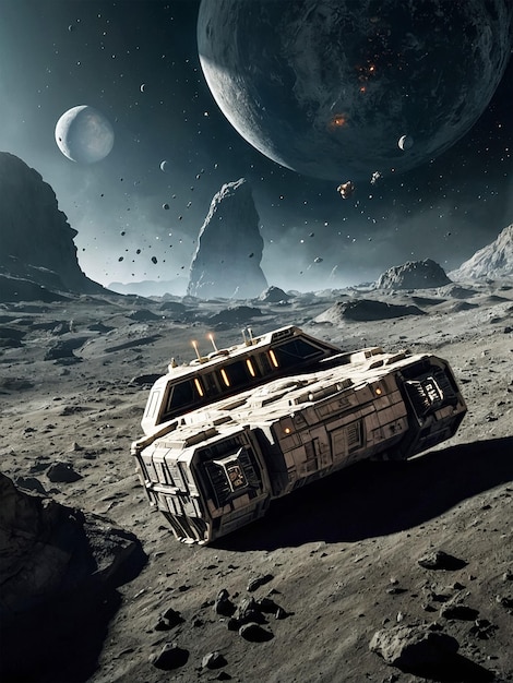 Photo a vehicle with the number 13 on it is driving on the moon