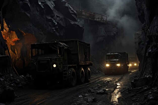 Photo vehicles on a coal mine view