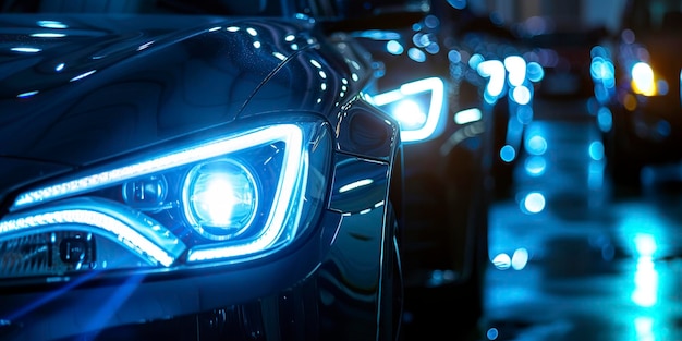 Photo vehicles and headlights car sales at the dealership