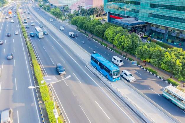 Vehicles passing through Gatot Subroto road