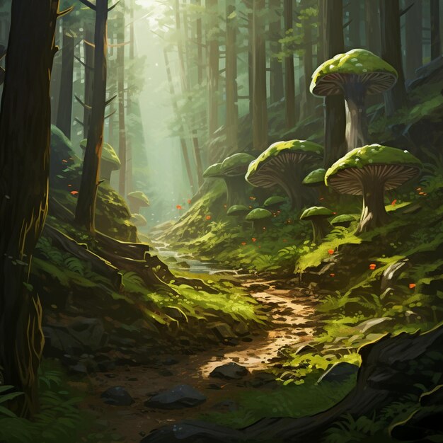 Premium AI Image  Veiled Mystery Unraveling the Forest's Secrets