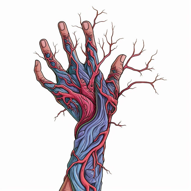 Photo veins hand cartoon concept