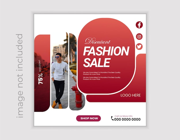 Vektörel moda indirimi sosyal medya gönderisi ve web banner şablonu