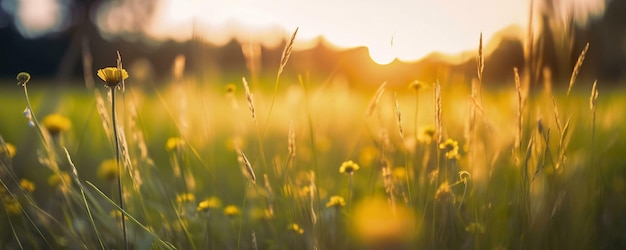 Foto veld van gras veld van tarwe zonsondergang in het veld