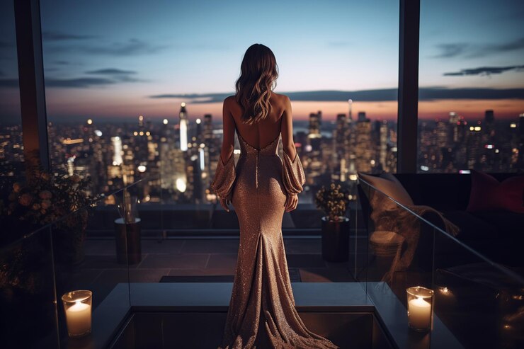 Velvet Allure Glamorous Entrance at Rooftop Bar Under City Lights
