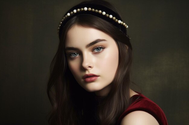 A velvet headband with a pearl accent