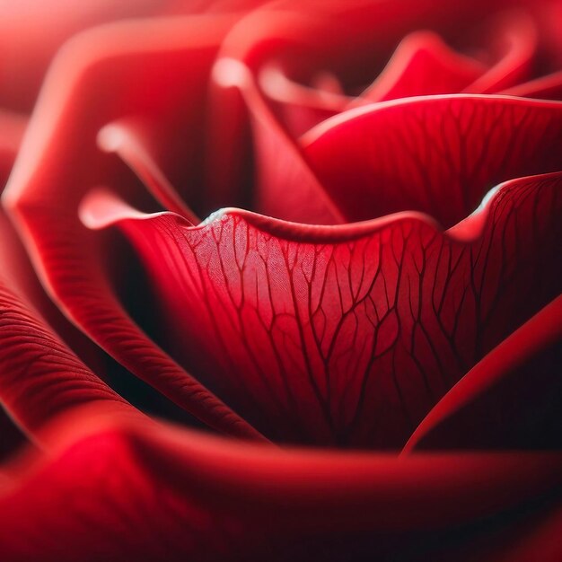 Velvety Red Rose Petal Closeup