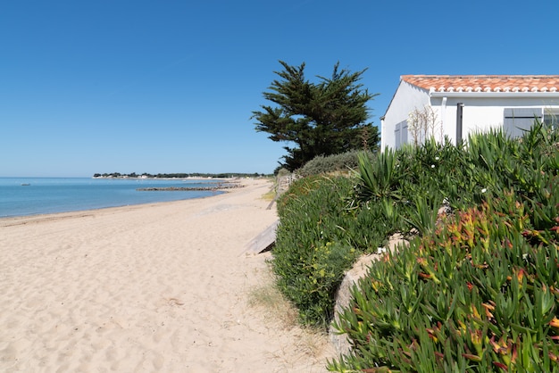 Foto casa di spiaggia della spiaggia della vandea sull'isola di noirmoutier in francia