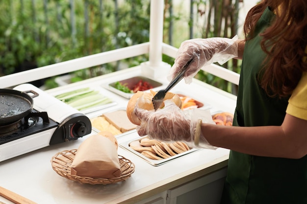 Vendor Making Sandwiches