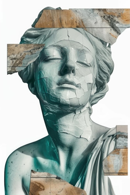 Foto venera standbeeld collage moderne kunst met hedendaagse interpretaties van venera standbeelden een fusie van sculptuur en collage technieken die innovatieve en expressieve composities presenteren