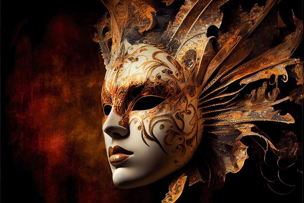 Venetiaanse maskers kunst close-up 3d illustratie low key generatieve AI