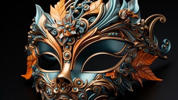 Фото Венецианская карнавальная маска вблизи на черном