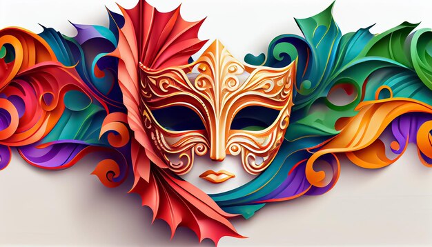 Venetian carnival mask festive season AI Genrate Render Illustration