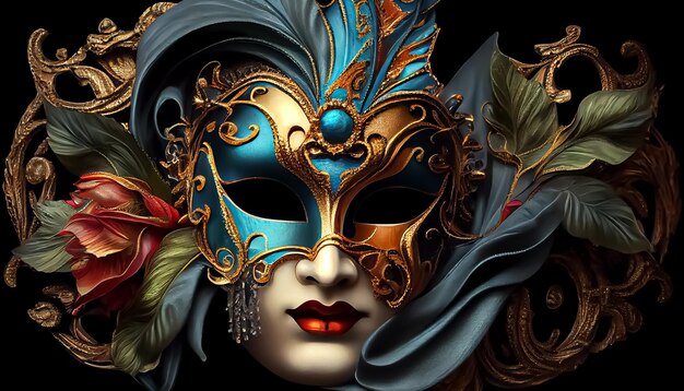 Венецианская карнавальная маска праздничный сезон AI Genrate Render Illustration