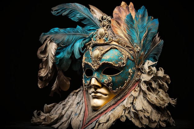 venetian carnival mask isolated on dark background masquerade one mask template for carnival