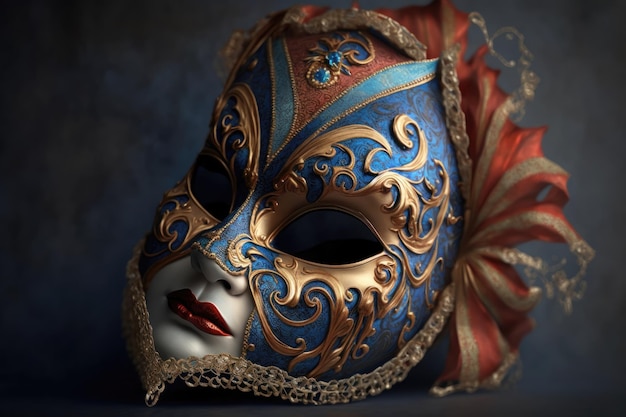 Foto maschera di carnevale veneziano isolata su sfondo scuro masquerade un modello di maschera per il carnevale