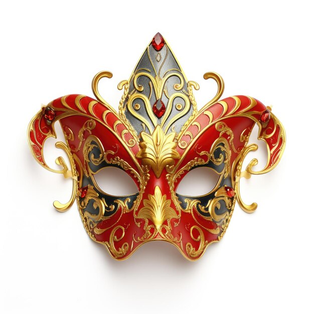 Venetian carnival mask isolated on white background masquerade one mask template for carnival in front view