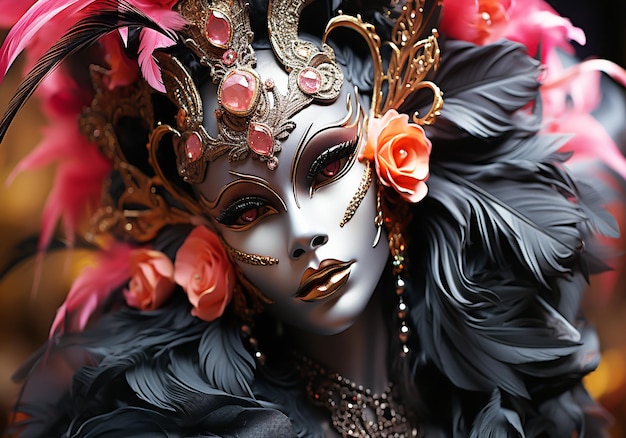 Venetian carnival mask Tradition and glamour AI generated