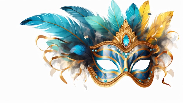 Venetian carnival mask with feathers