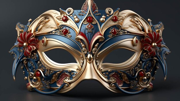 Tema decorativo di maschere di festa del carnevale veneziano un modello di maschera per il carnevale in vista anteriore