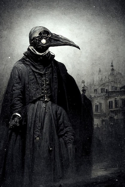 Venetian doctor with beak like mask Art illustration