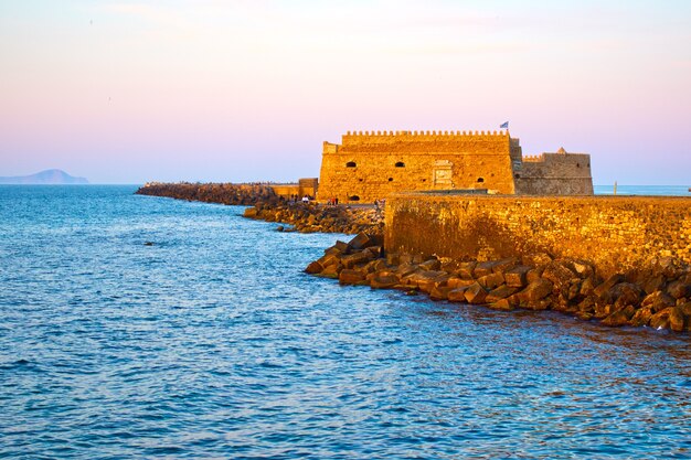 Venetian Fortress in Heraklion in the evening, Crete Island, Greece