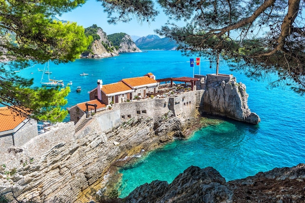 Venetian fortress in Petrovac at sunny day in Montenegro