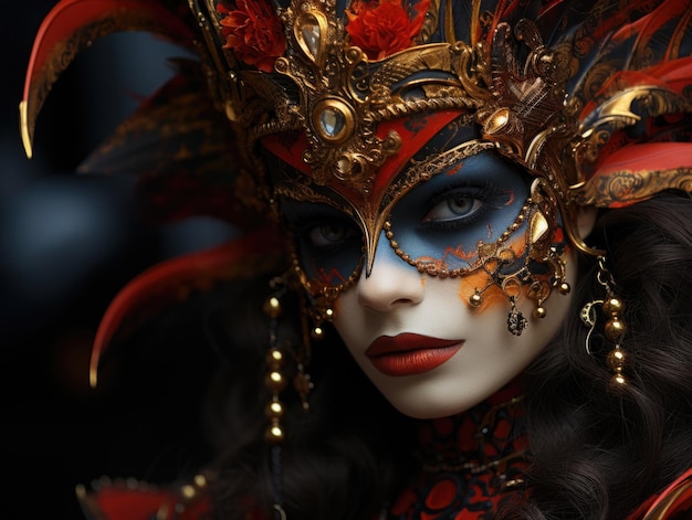 Venetian Mask black red gold