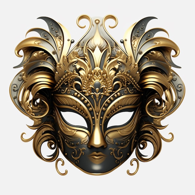 Venetian Mask Carnival Mask White and Gold Pearl Embellishments Intricate Design Masquerade Ve