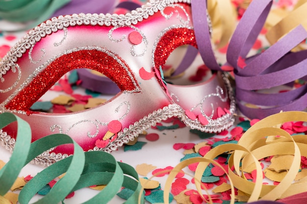 Venetian mask with confetti