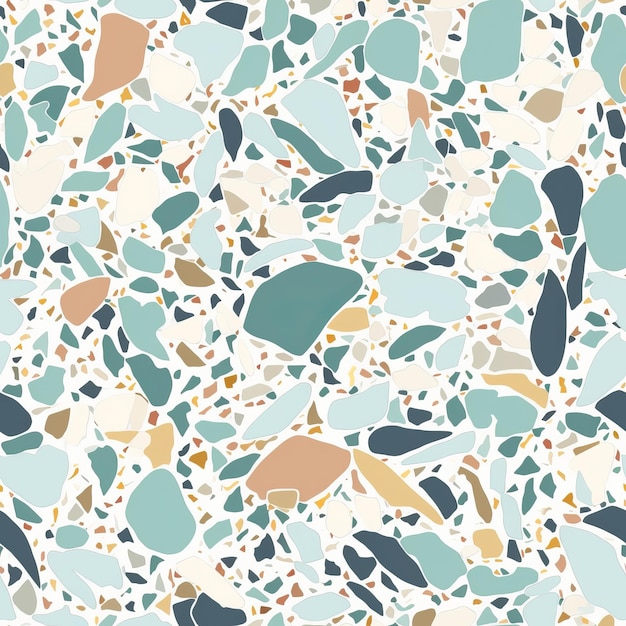 Venetianstyle Terrazzo flooring texture in cool colors as a seamless pattern AI generation