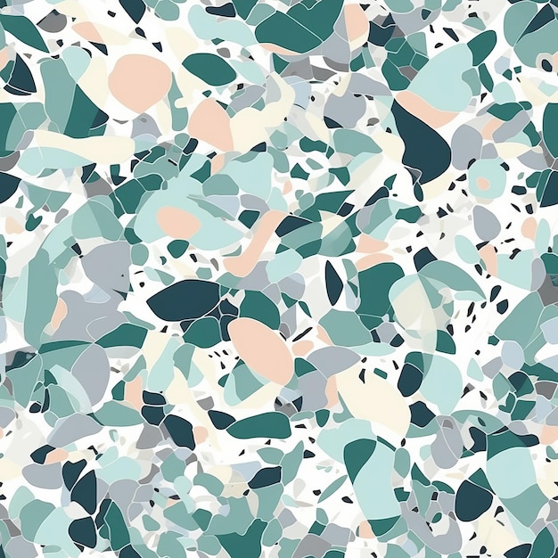 Venetianstyle Terrazzo flooring texture in cool colors as a seamless pattern AI generation