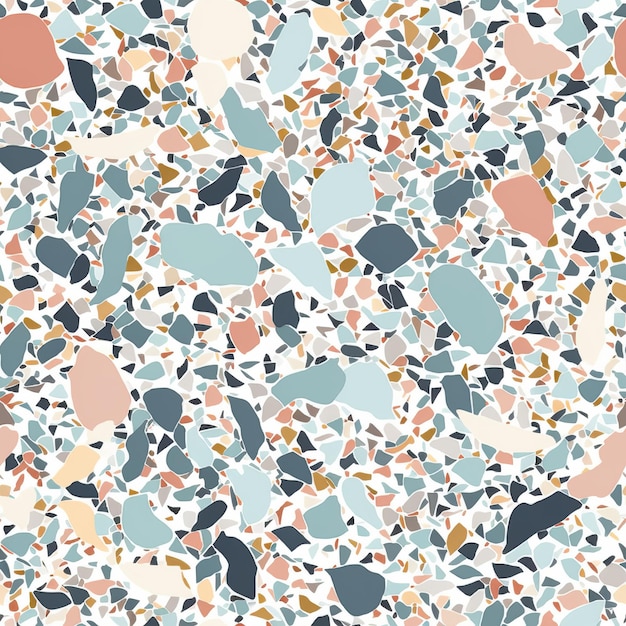 Venetianstyle Terrazzo flooring texture in cool colors as a seamless pattern AI generation