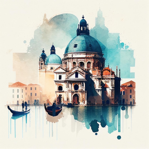 Venetië in aquarelstijl door Generative AI