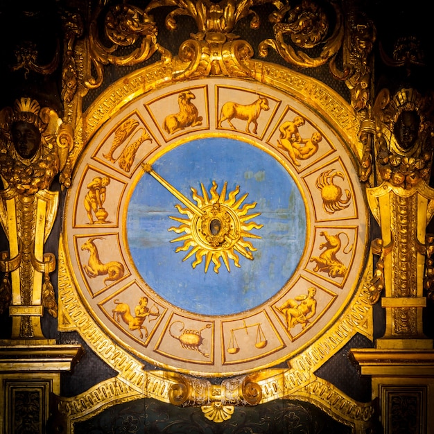 Venetië, Italië. Detail van de astronomische klok in Palazzo Ducale