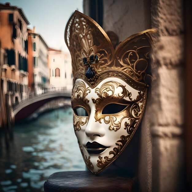写真 ヴェネツィア・マスク メタル 本物のネイティブと少し暗い 白い背景で