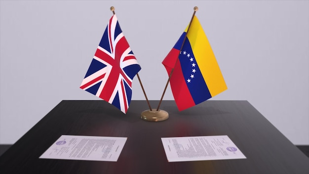 Venezuela en Britse vlag Politiek concept partnerovereenkomst tussen landen Partnerschapsovereenkomst