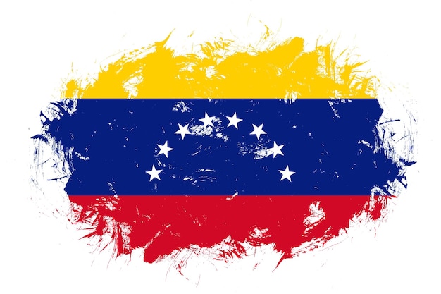 Venezuela flag on abstract stroke brush background