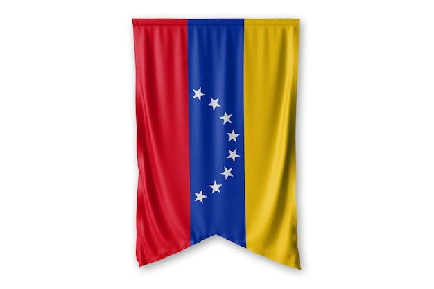 ベネズエラの旗は、白い壁の背景画像にハングアップします