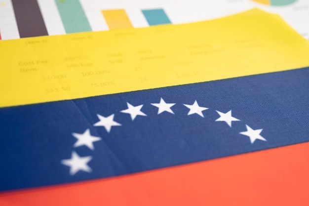 Venezuela flag with graph background Business and finance concept