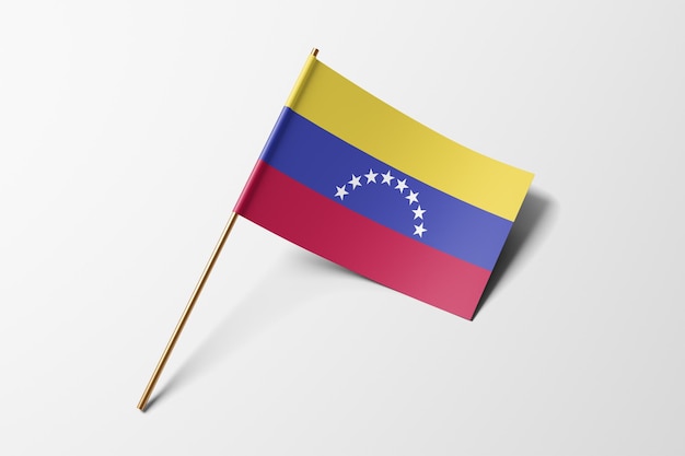 Venezuela small paper flag on white background