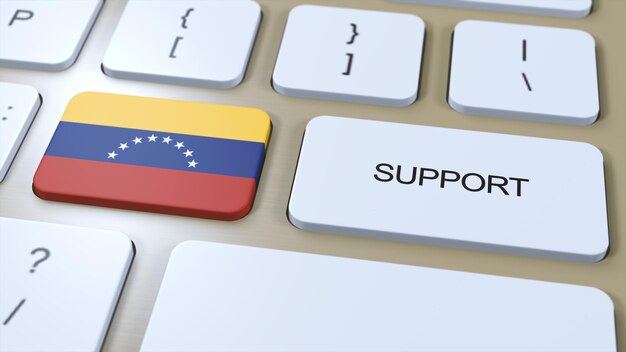 Venezuela Support Concept Button Push Support of Country or Government with National Flag