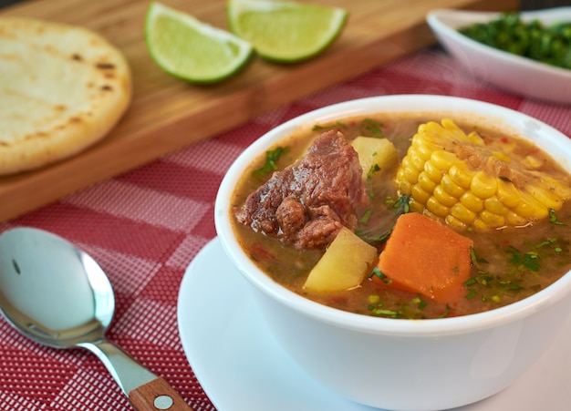 Photo venezuelan sancocho soup with beef