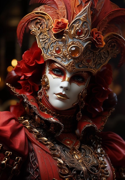 ヴェネツィアの美しいカーニバルのマスクと衣装