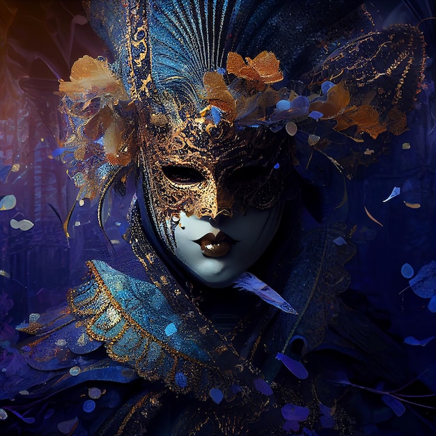 Venice Carnival Mask Background Generative AI