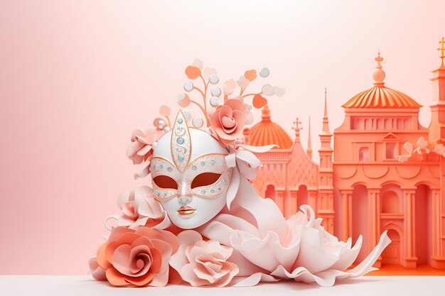 Venice Carnival theme background with copy space